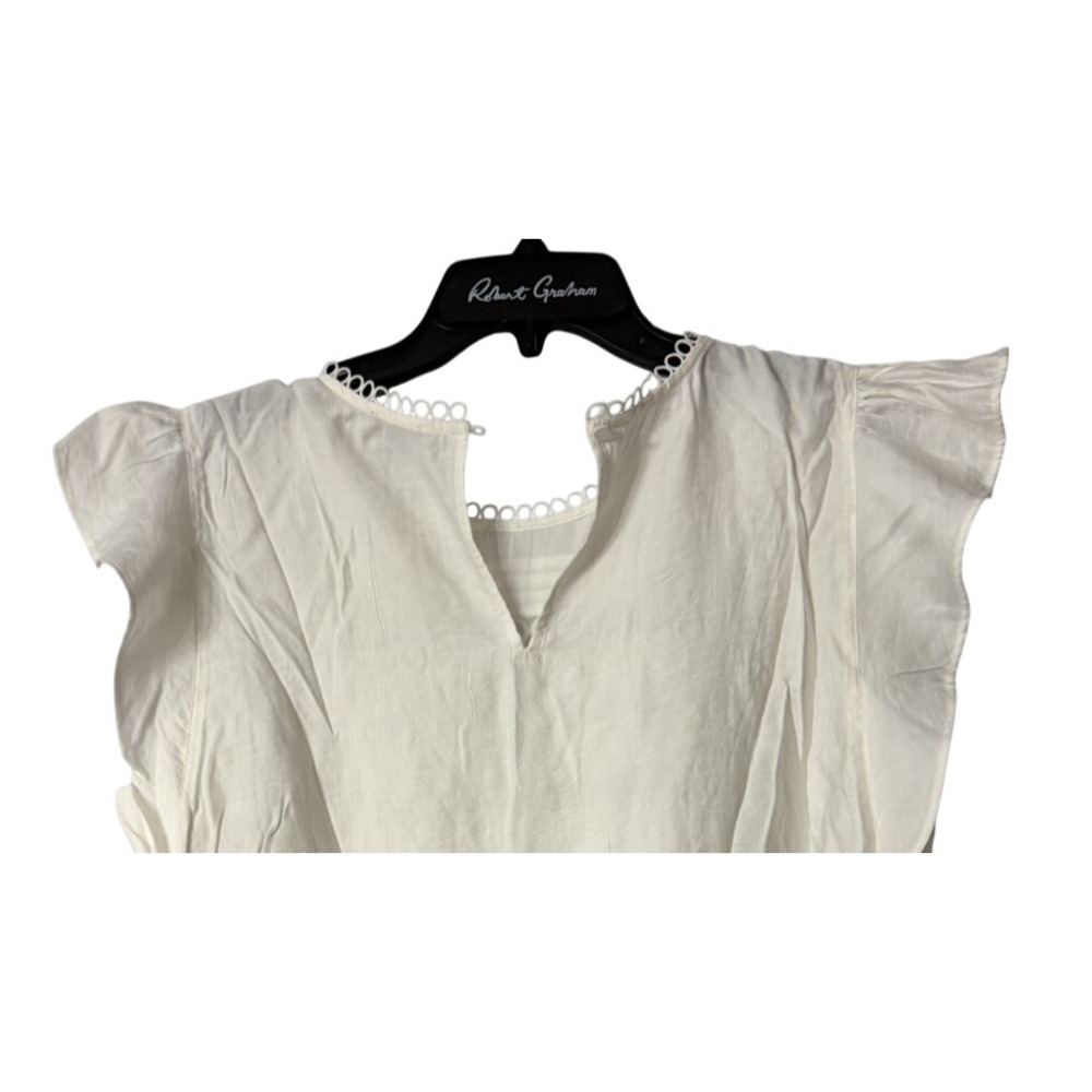 NWT Ann Taylor Womens Short Sleeve White Pullover Top Blouse Shirt Size Large - Picture 9 of 10